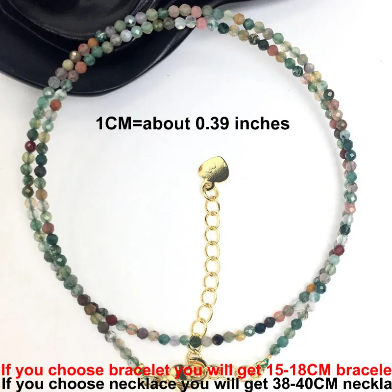 Natural Stone Beads Necklaces Bracelet 2-3MM Faceted Round Quarts Tourmalins Mini Beads Necklaces For Women Jewelry Gifts