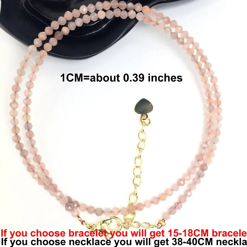 Natural Stone Beads Necklaces Bracelet 2-3MM Faceted Round Quarts Tourmalins Mini Beads Necklaces For Women Jewelry Gifts