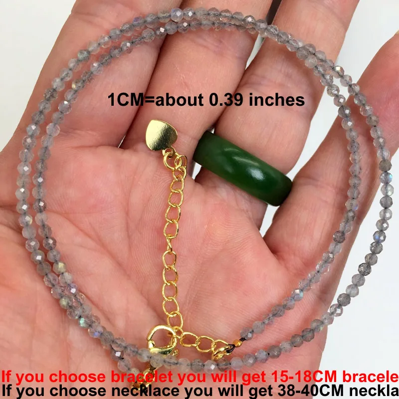 Natural Stone Beads Necklaces Bracelet 2-3MM Faceted Round Quarts Tourmalins Mini Beads Necklaces For Women Jewelry Gifts