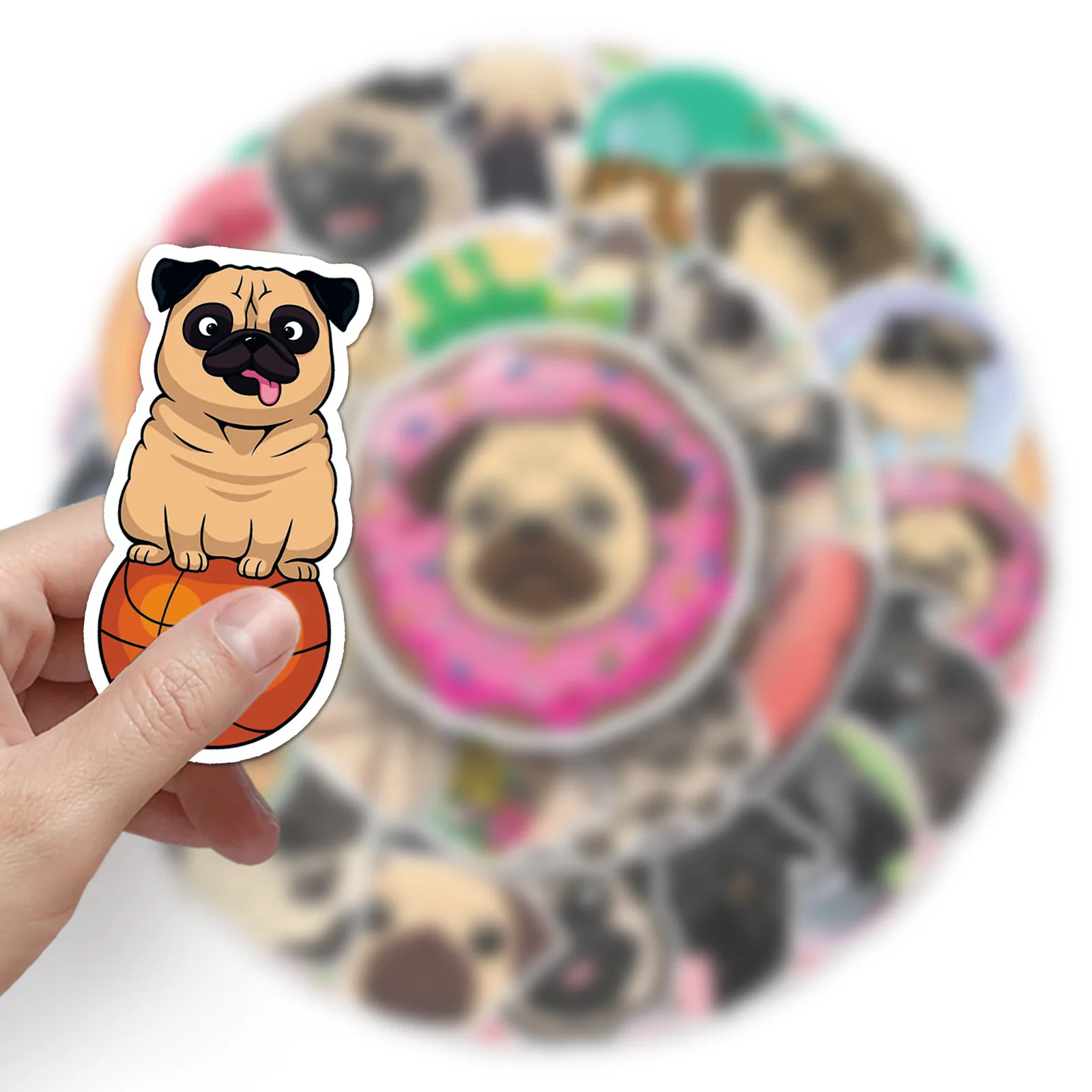 10/30/50pcs Cute Pug Dog Stickers Animals DIY Car Laptop Suitcase Skateboard Guitar Phone Cartoon Graffiti Sticker Kid Gift Toys