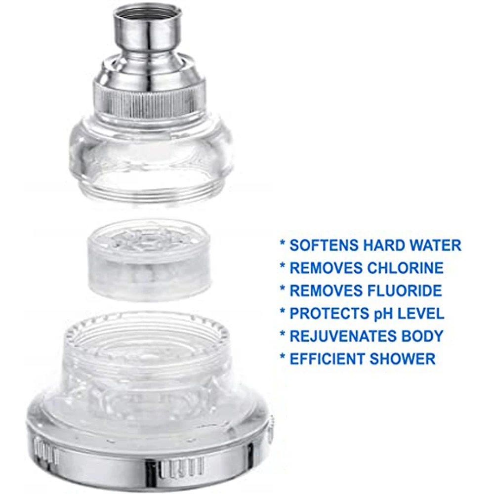 Wall Mount Rainfall Showerhead 3 Modes Adjustable Water Saving High Pressure Ceiling Shower Head Chlorine Fluoride Water Filter