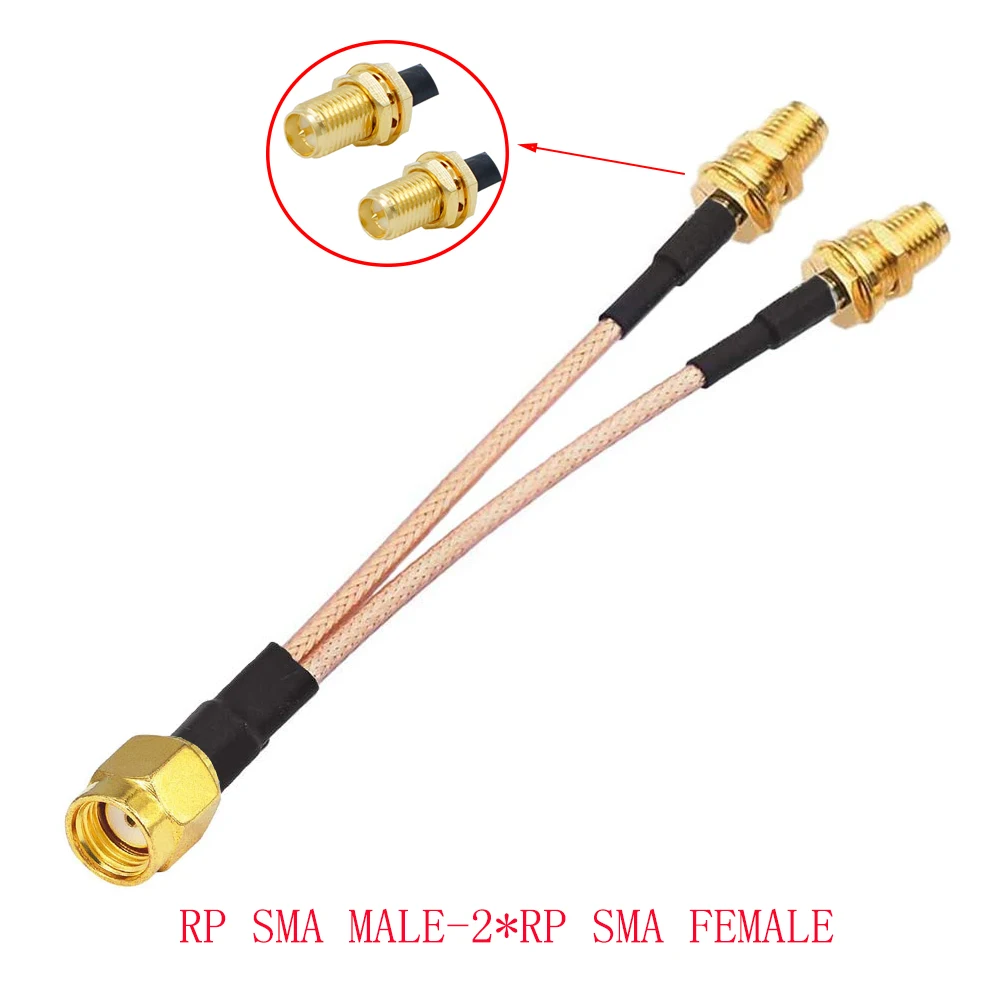 SMA to 2X SMA Male Female Y Type Splitter Combiner Jumper Cable Pigtail RG316 Cable