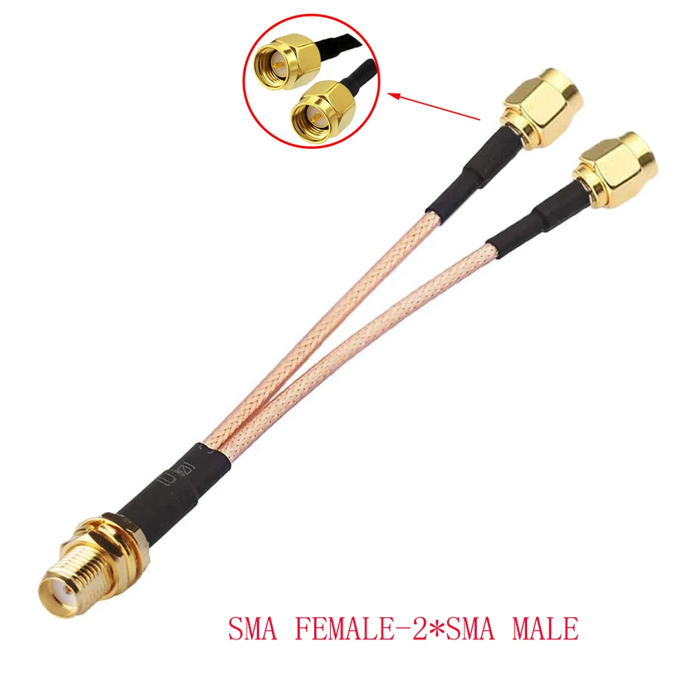 SMA to 2X SMA Male Female Y Type Splitter Combiner Jumper Cable Pigtail RG316 Cable