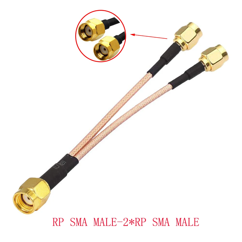 SMA to 2X SMA Male Female Y Type Splitter Combiner Jumper Cable Pigtail RG316 Cable
