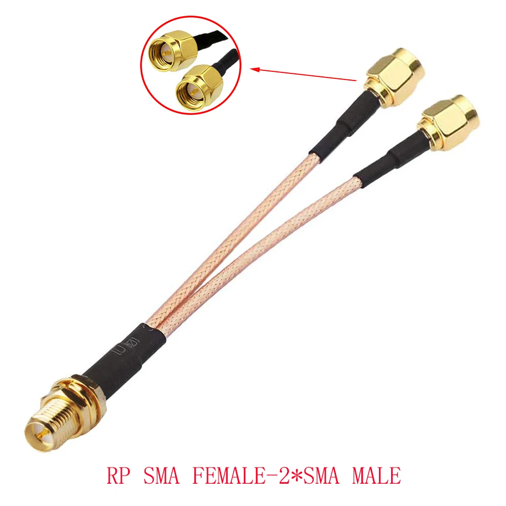 SMA to 2X SMA Male Female Y Type Splitter Combiner Jumper Cable Pigtail RG316 Cable