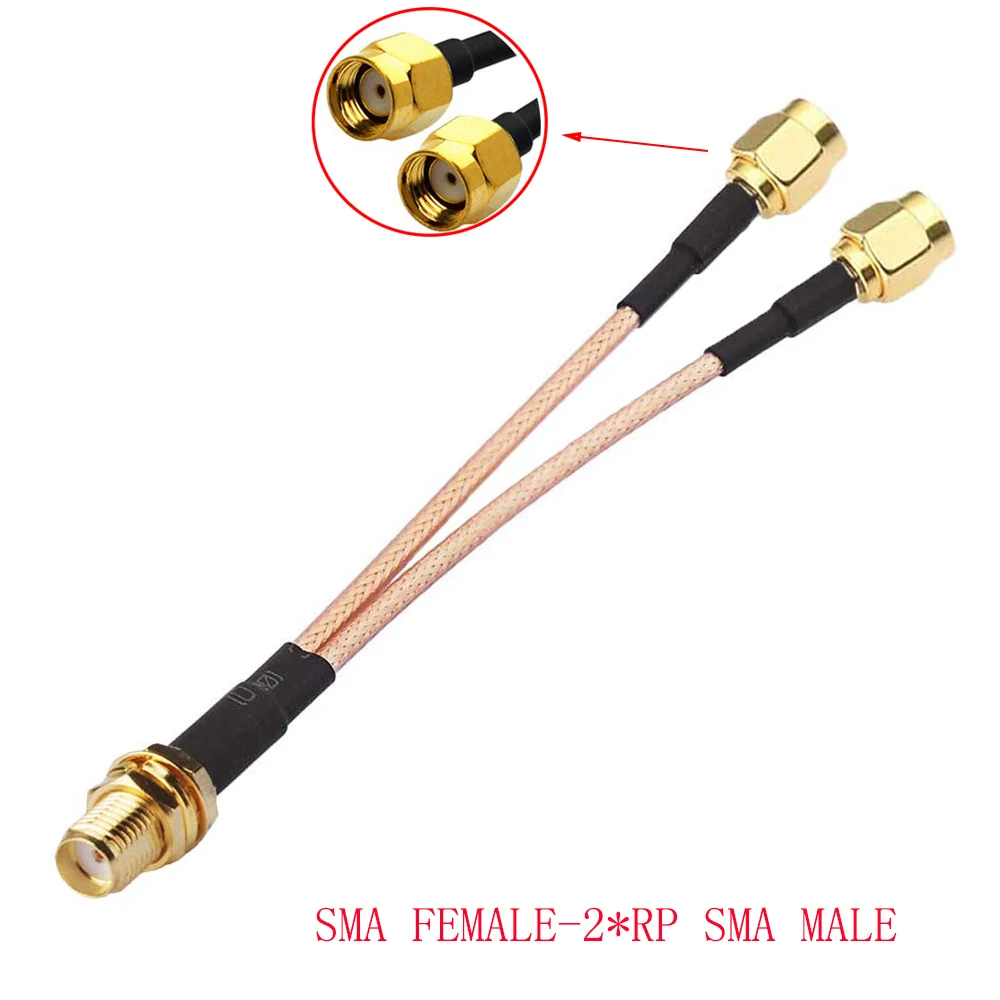 SMA to 2X SMA Male Female Y Type Splitter Combiner Jumper Cable Pigtail RG316 Cable