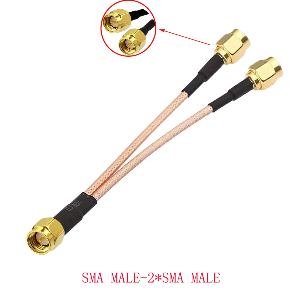 SMA to 2X SMA Male Female Y Type Splitter Combiner Jumper Cable Pigtail RG316 Cable