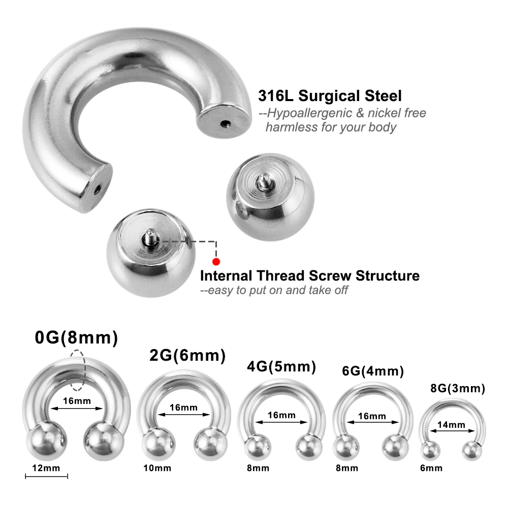 1pc Surgical Steel Ear Gauge Circular Barbells Ear Piercing Weights Stretcher Expander Big Size CBR PA Septum Piercing Jewelry