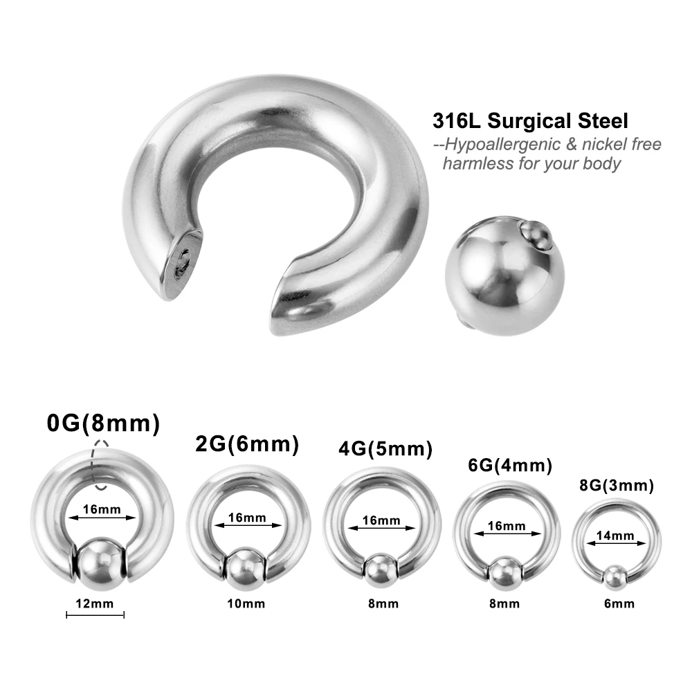 1pc Surgical Steel Ear Gauge Circular Barbells Ear Piercing Weights Stretcher Expander Big Size CBR PA Septum Piercing Jewelry