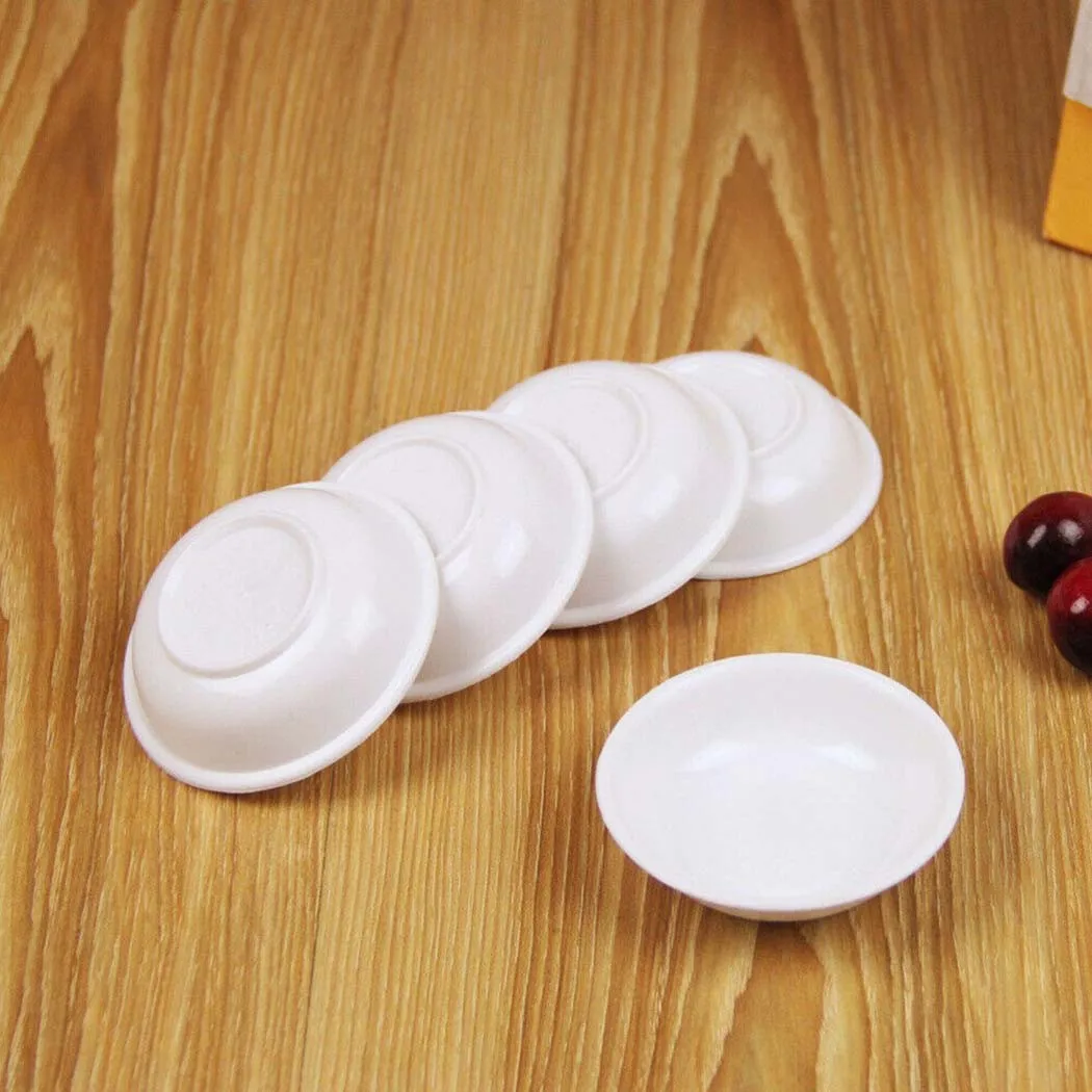 5pcs White Plastic Sauce Dishes Food Dipping Bowls Break-resistant Seasoning Dish Saucer Appetizer Plates