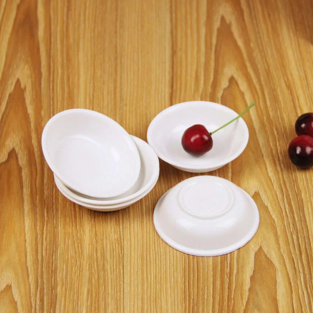 5pcs White Plastic Sauce Dishes Food Dipping Bowls Break-resistant Seasoning Dish Saucer Appetizer Plates