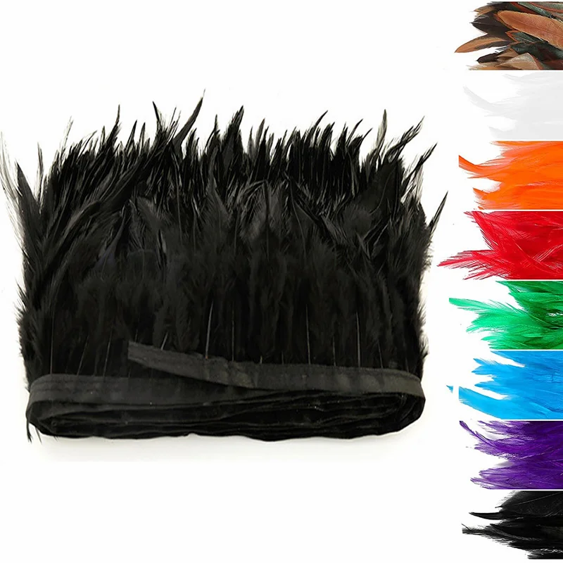 1Meters Natural Black Feathers Trim Ribbon Sewing Clothes Pheasant Feathers Party Wedding Plumas Crafts DIY Decoration 10-15cm