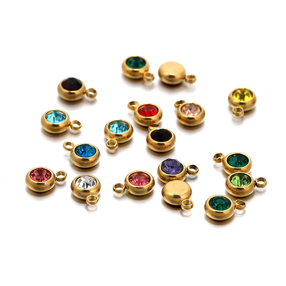 20Pcs Stainless Steel With Hole Rhinestone Charms Pendants for Pendants Necklace Jewelry Making DIY Accessories