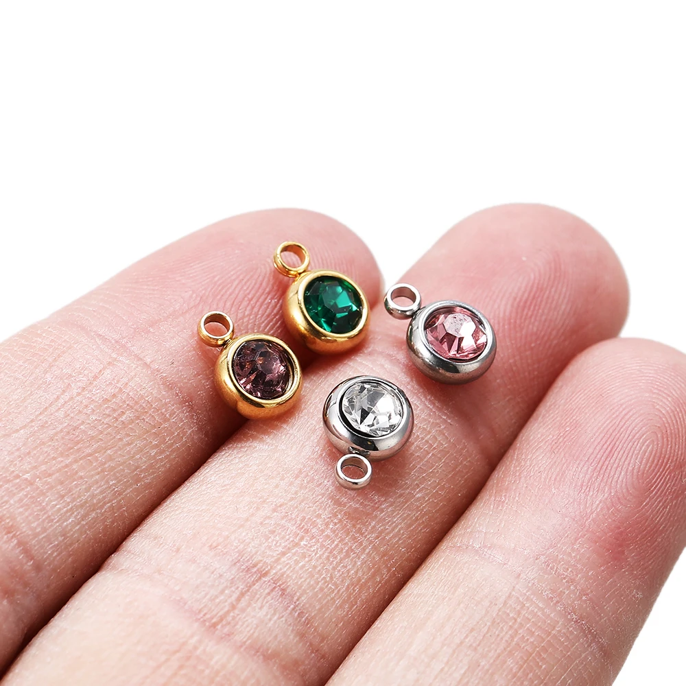 20Pcs Stainless Steel With Hole Rhinestone Charms Pendants for Pendants Necklace Jewelry Making DIY Accessories