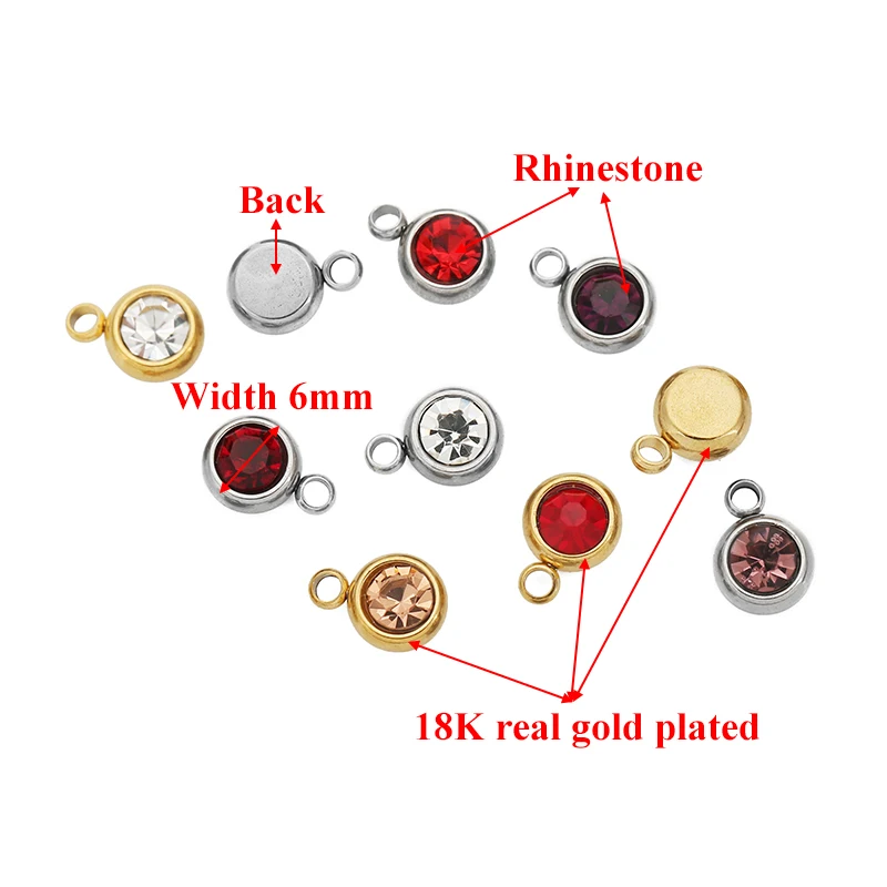 20Pcs Stainless Steel With Hole Rhinestone Charms Pendants for Pendants Necklace Jewelry Making DIY Accessories
