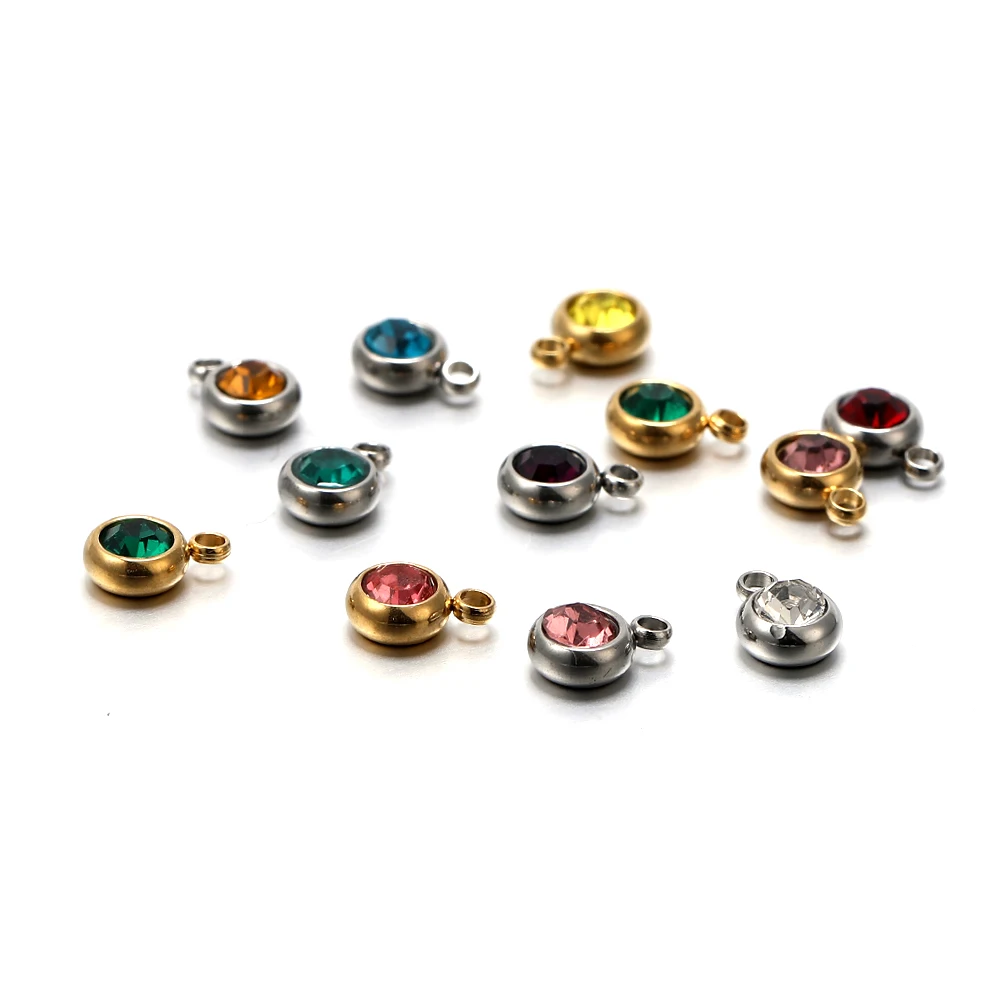 20Pcs Stainless Steel With Hole Rhinestone Charms Pendants for Pendants Necklace Jewelry Making DIY Accessories