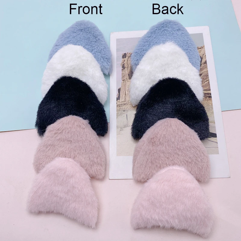 30Pcs 6*5.5CM Furry Felt Plush Padded Cat Ear Appliques For Children Headwear Accessories Clothes Sewing DIY Craft Patch