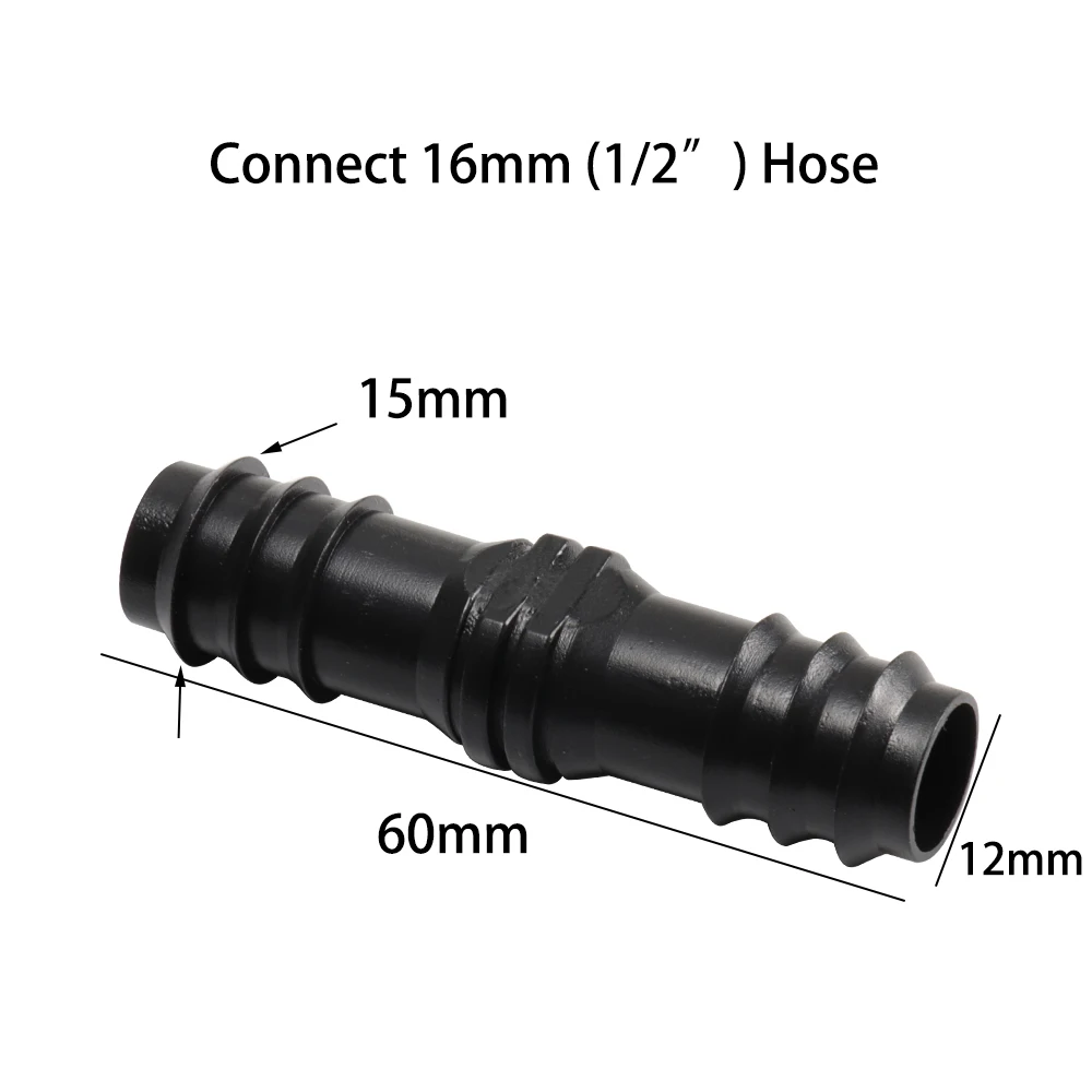 10PCS 16mm 20mm 25mm Barbed Couplings Straight Through Connector Micro Drip Irrigation PE Pipe Tubing Garden Hose Repair Fitting
