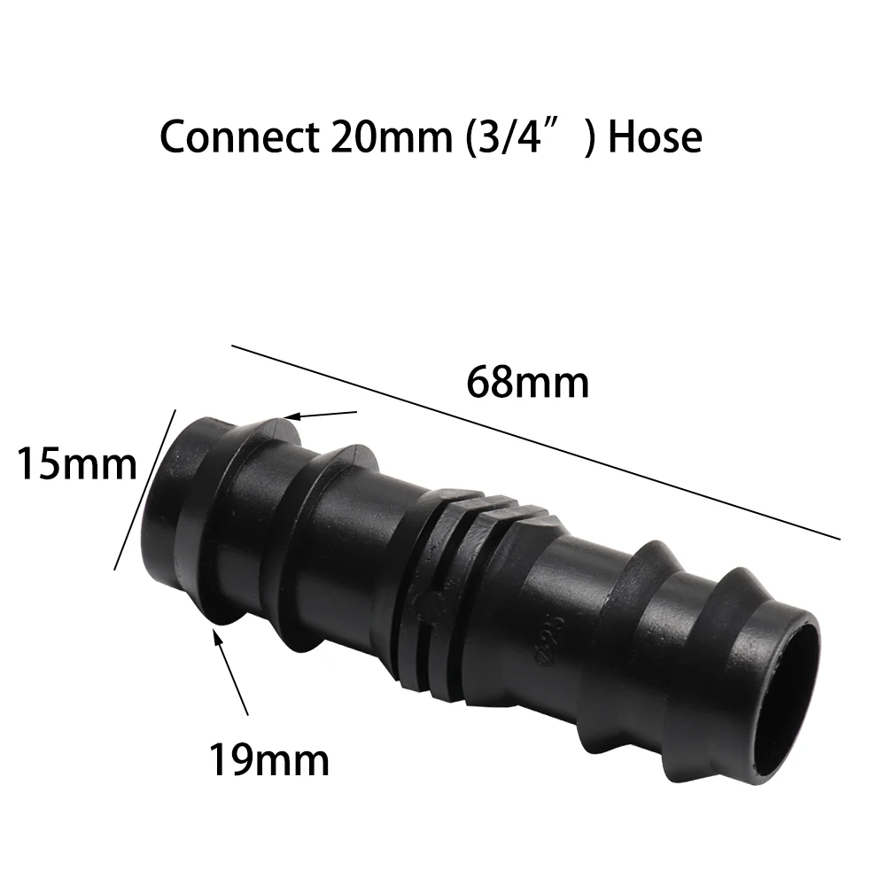 10PCS 16mm 20mm 25mm Barbed Couplings Straight Through Connector Micro Drip Irrigation PE Pipe Tubing Garden Hose Repair Fitting