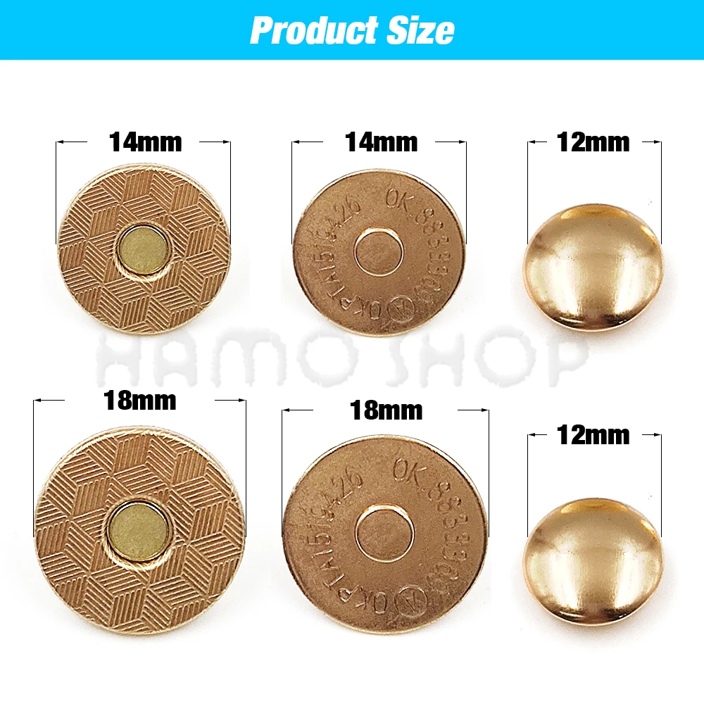 20sets/lot 14mm-18mm Magnetic Button Bags Magnet Snaps Buckle Wallet With Tool Set Box For Sewing Purse Handbag Craft Clasps