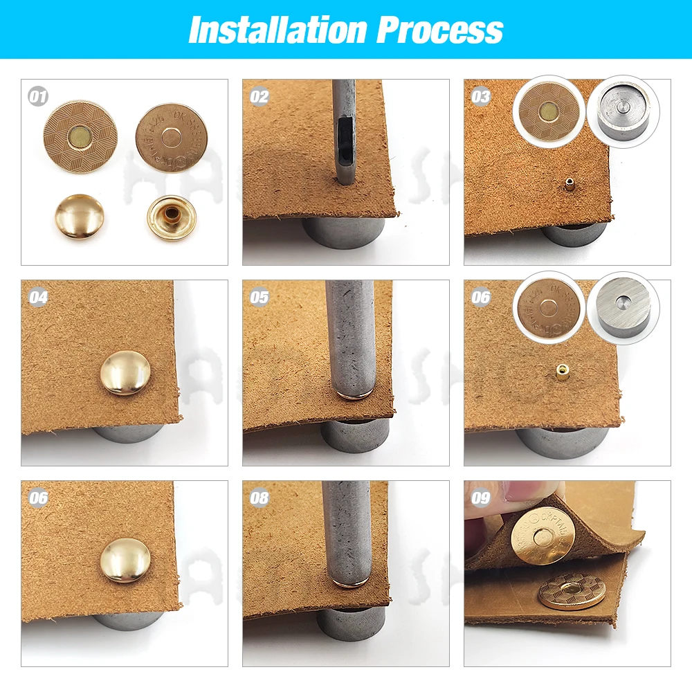 20sets/lot 14mm-18mm Magnetic Button Bags Magnet Snaps Buckle Wallet With Tool Set Box For Sewing Purse Handbag Craft Clasps
