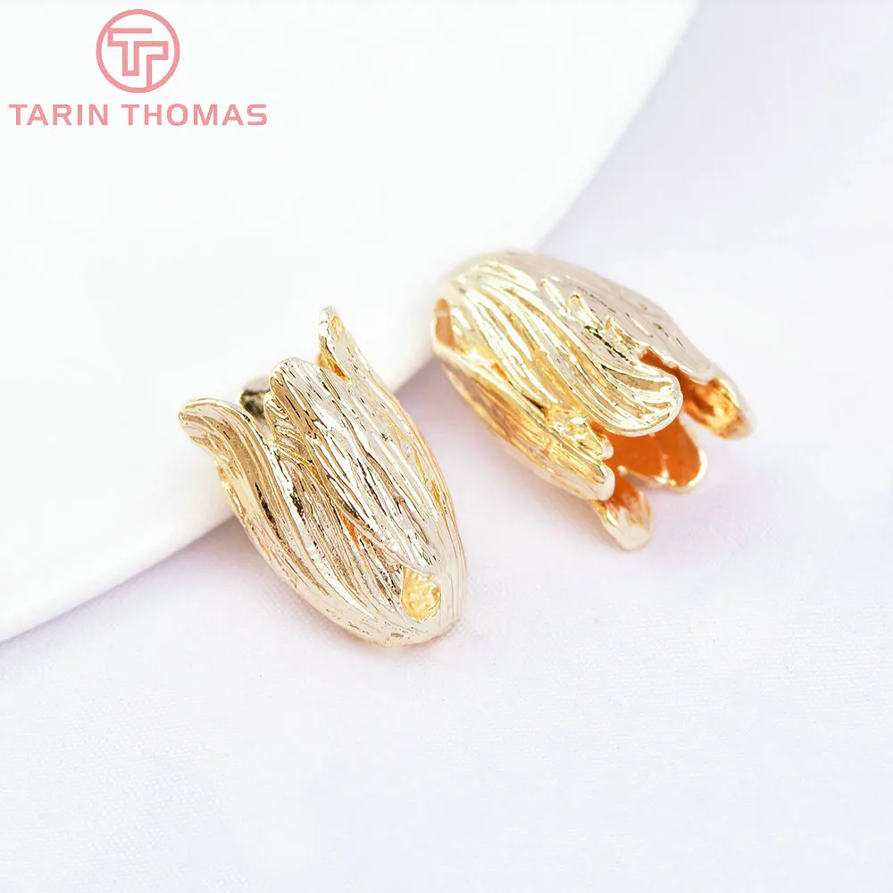 (3204) 6PCS 16MM 24K Gold Color Brass Bead Caps High Quality Diy Jewelry Findings Accessories Wholesales