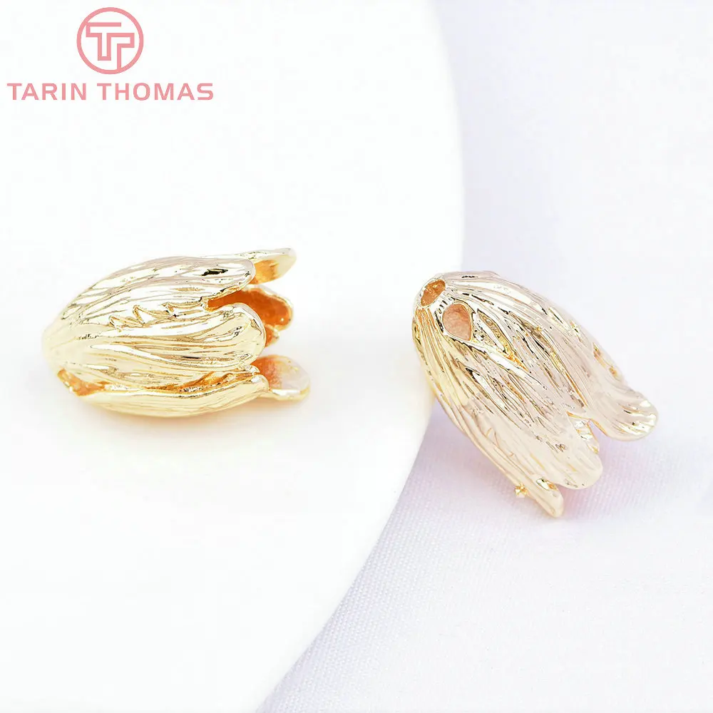 (3204) 6PCS 16MM 24K Gold Color Brass Bead Caps High Quality Diy Jewelry Findings Accessories Wholesales