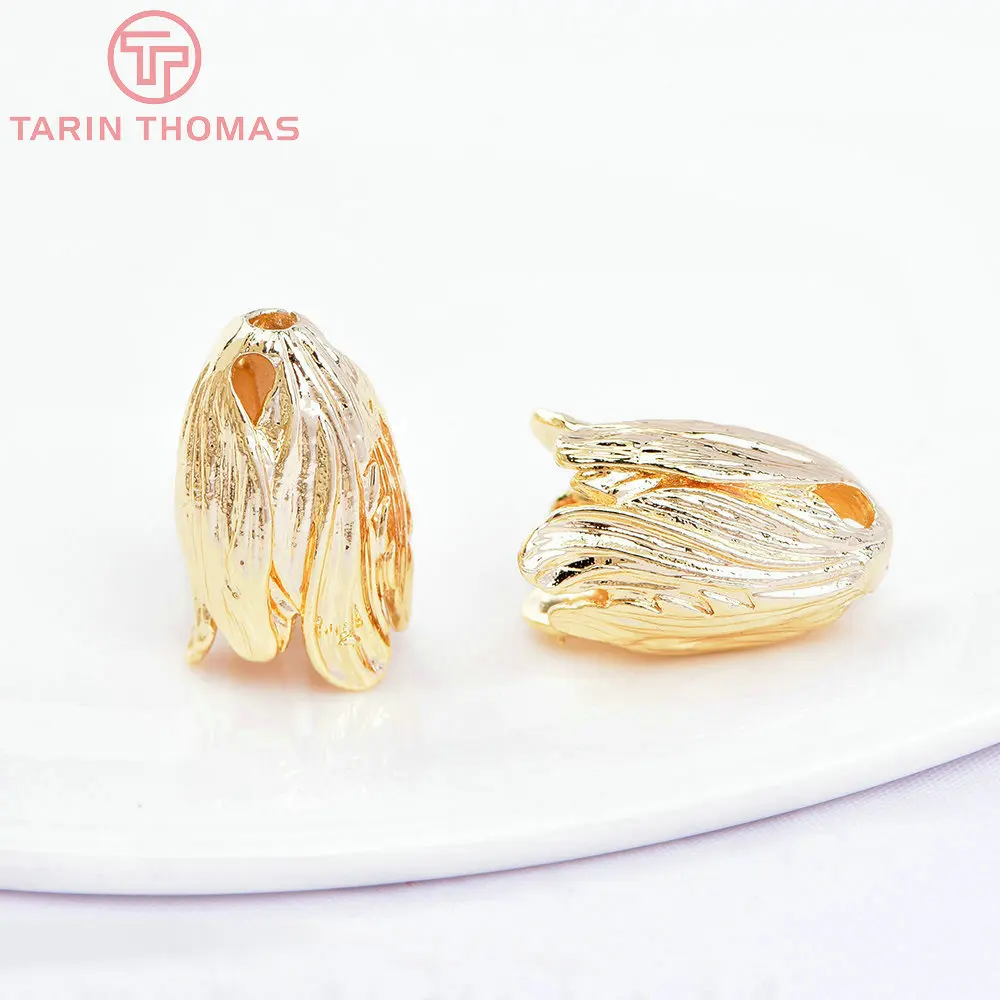 (3204) 6PCS 16MM 24K Gold Color Brass Bead Caps High Quality Diy Jewelry Findings Accessories Wholesales