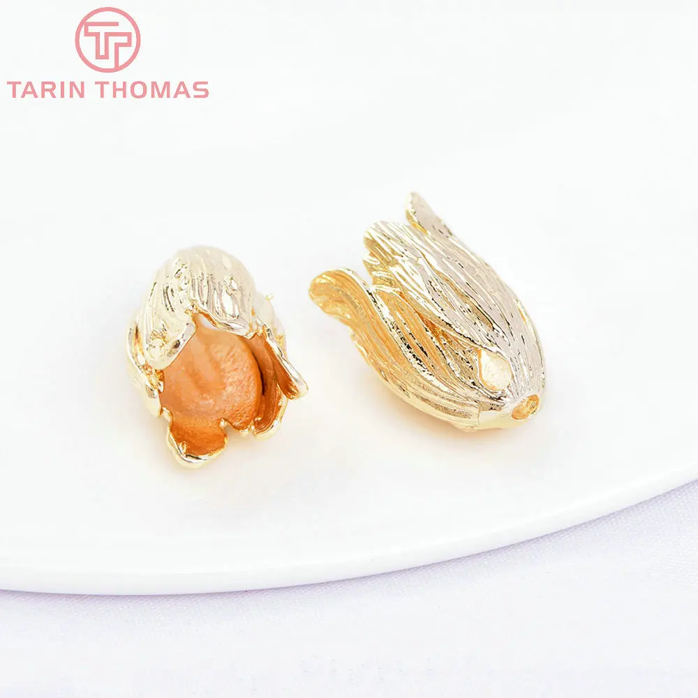 (3204) 6PCS 16MM 24K Gold Color Brass Bead Caps High Quality Diy Jewelry Findings Accessories Wholesales