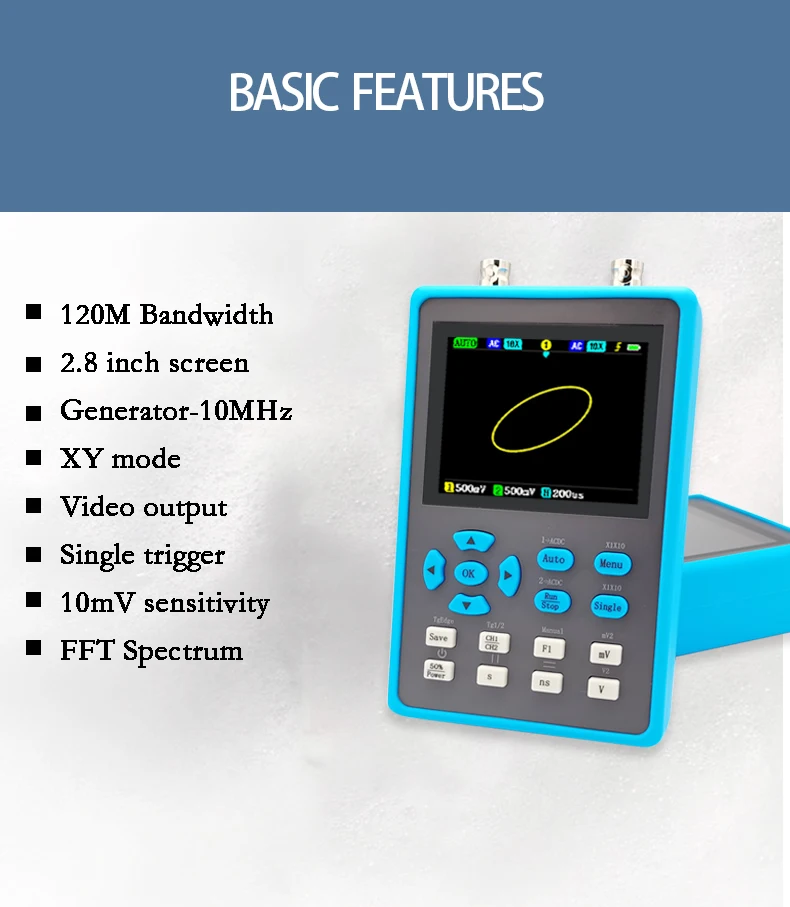 ZEEWEII DSO2512G 2.8 Inch Handheld Digital Oscilloscope 120M Bandwidth Dual Channel Oscilloscope Signal generator XYmode