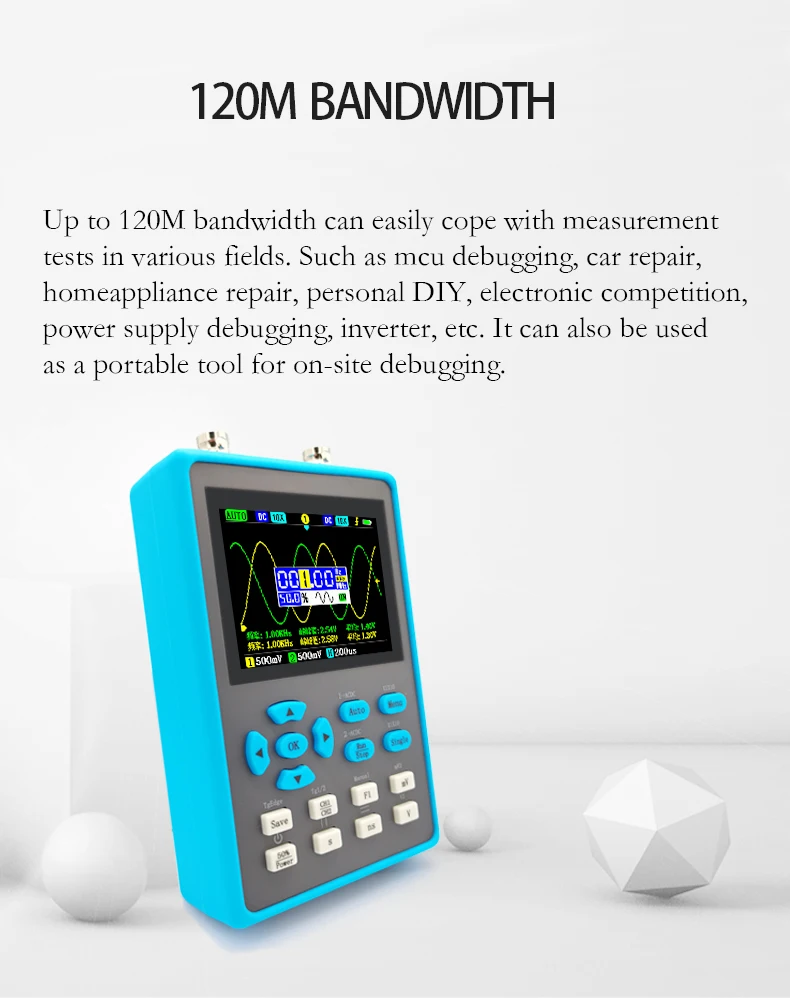 ZEEWEII DSO2512G 2.8 Inch Handheld Digital Oscilloscope 120M Bandwidth Dual Channel Oscilloscope Signal generator XYmode