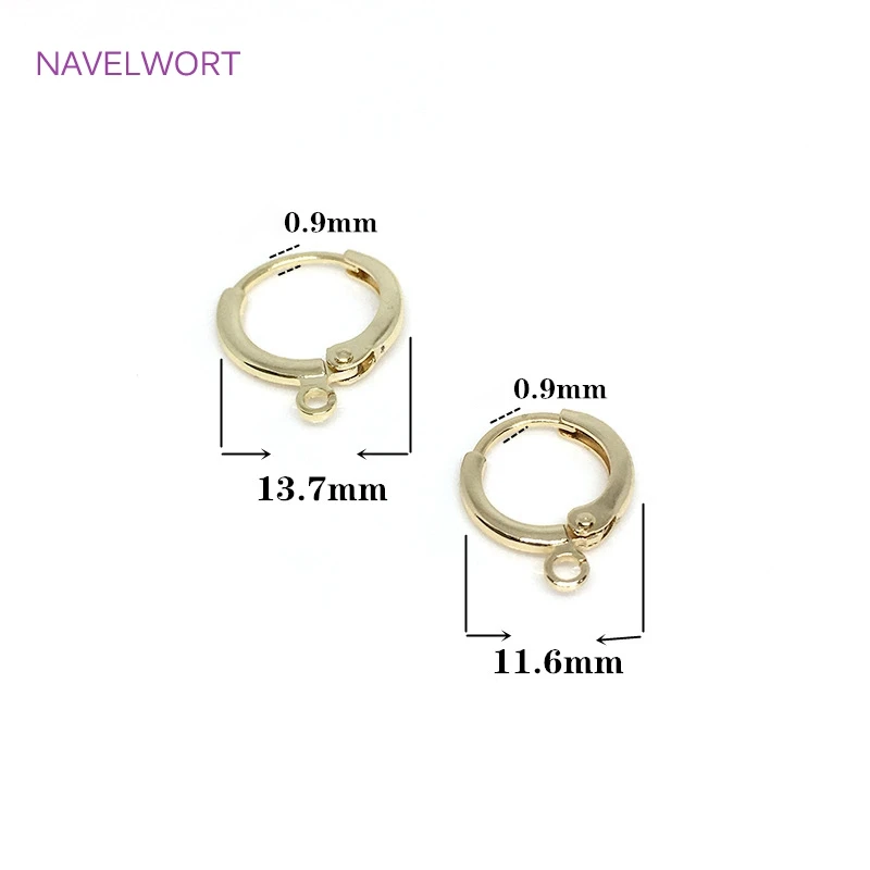 Brass Metal French Hoop Earring Clasps Fittings 14K Gold Plated Ear Setting Base Finding Women Fashion Jewellery Making Supplies