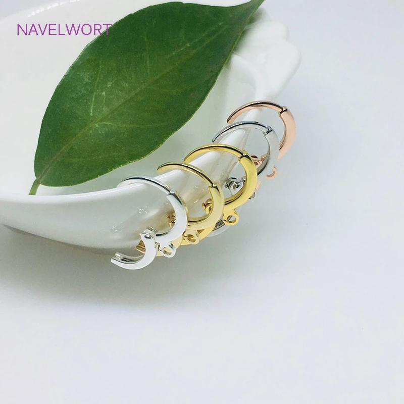 Brass Metal French Hoop Earring Clasps Fittings 14K Gold Plated Ear Setting Base Finding Women Fashion Jewellery Making Supplies