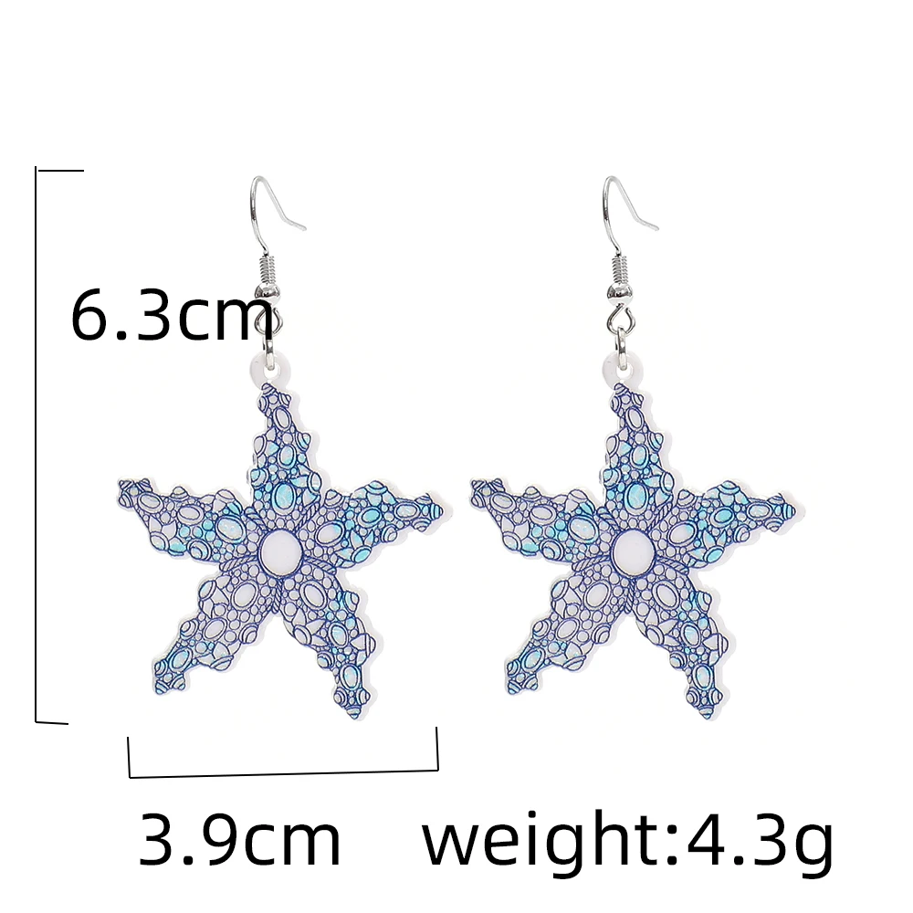 Fashion Beach Vacation Style Geometric Round Blue Waves Acrylic Earrings For Women Elegant Casual Charming Ladies Party Jewelry