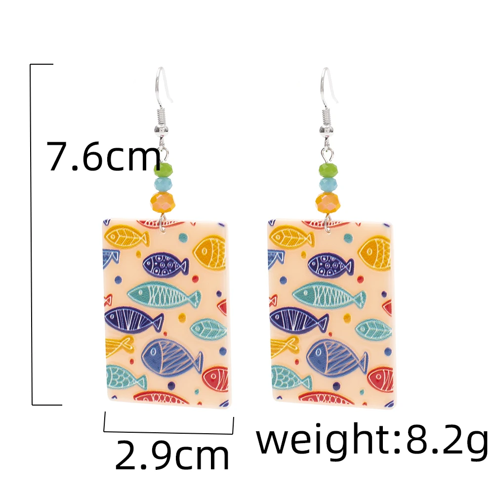 Fashion Beach Vacation Style Geometric Round Blue Waves Acrylic Earrings For Women Elegant Casual Charming Ladies Party Jewelry