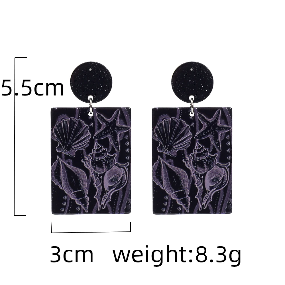 Fashion Beach Vacation Style Geometric Round Blue Waves Acrylic Earrings For Women Elegant Casual Charming Ladies Party Jewelry