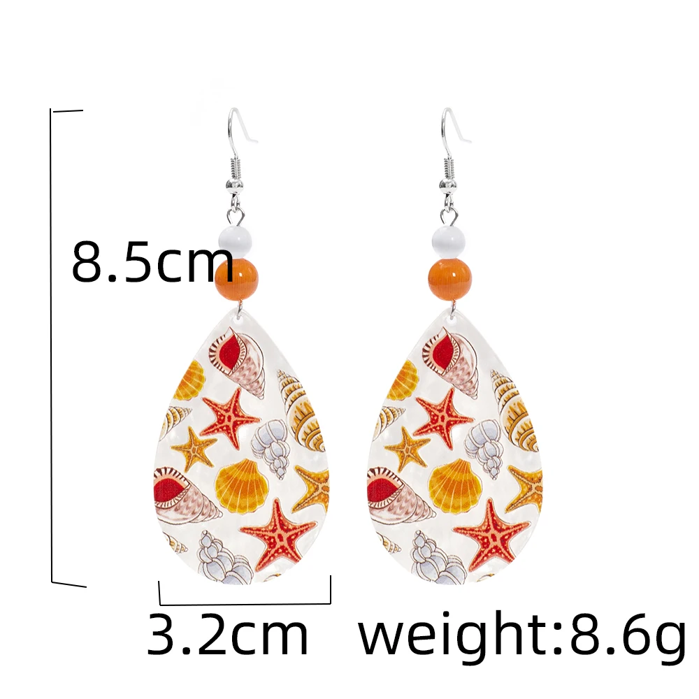 Fashion Beach Vacation Style Geometric Round Blue Waves Acrylic Earrings For Women Elegant Casual Charming Ladies Party Jewelry