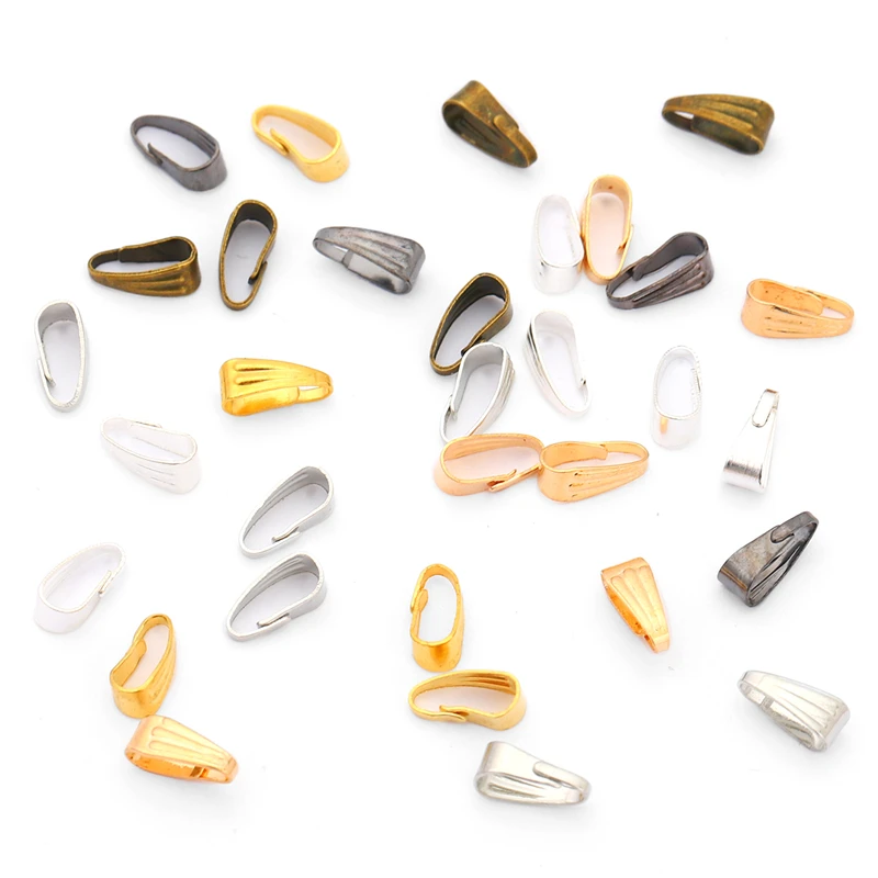 100/200pcs 7/9mm Pendant Clips Pinch Bail Clasp Connectors Necklace Hooks For Jewelry Making Finding Parts Accessories Supplies