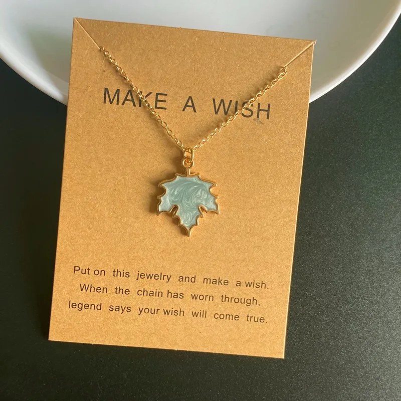 1 Pcs Fashion Maple Leaf Necklace Colorful Leaf Pendant Glittery Charm Chain Gift Jewelry Korean Jewelry Accessories Wholesale