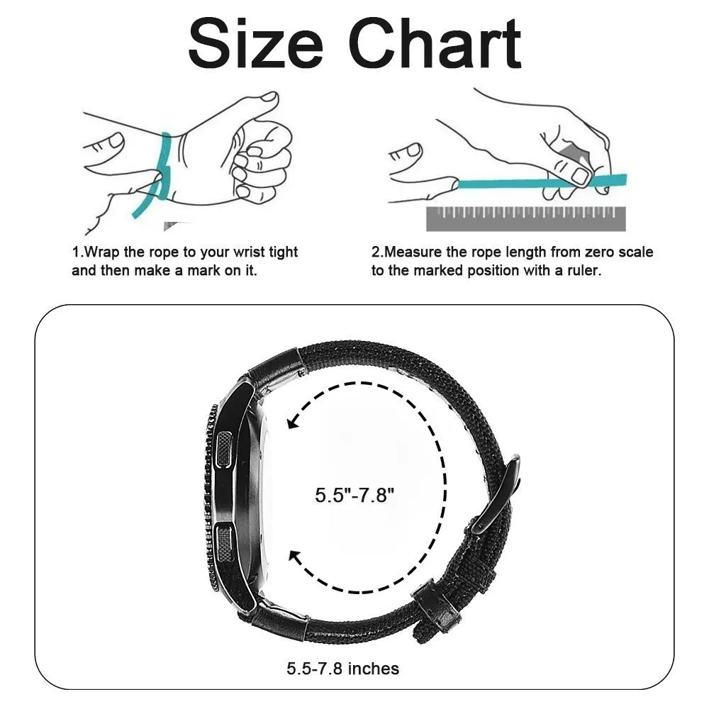 strap For Samsung Galaxy watch 3 46mm band gear s3 Frontier Classic nylon 22mm 20mm WatchWoven Nylon Band for 20mm 22mm Wrist