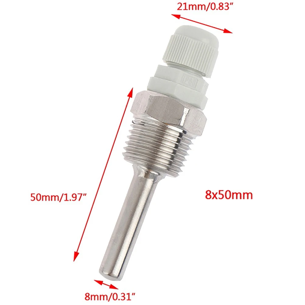 1pc Thermowell 30-200mm Thermowell 304 Stainless Steel 1/2 G Thread 1/2" DN15 For Temperature Sensor