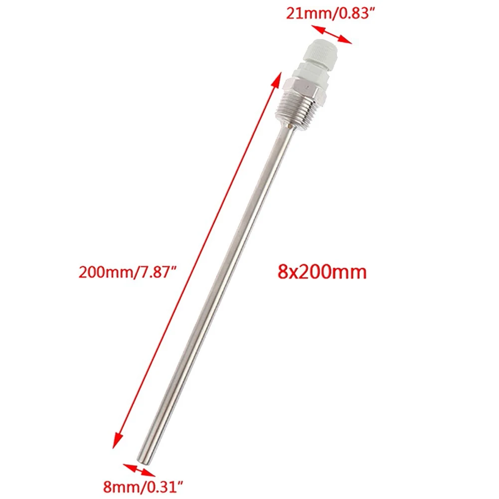1pc Thermowell 30-200mm Thermowell 304 Stainless Steel 1/2 G Thread 1/2" DN15 For Temperature Sensor