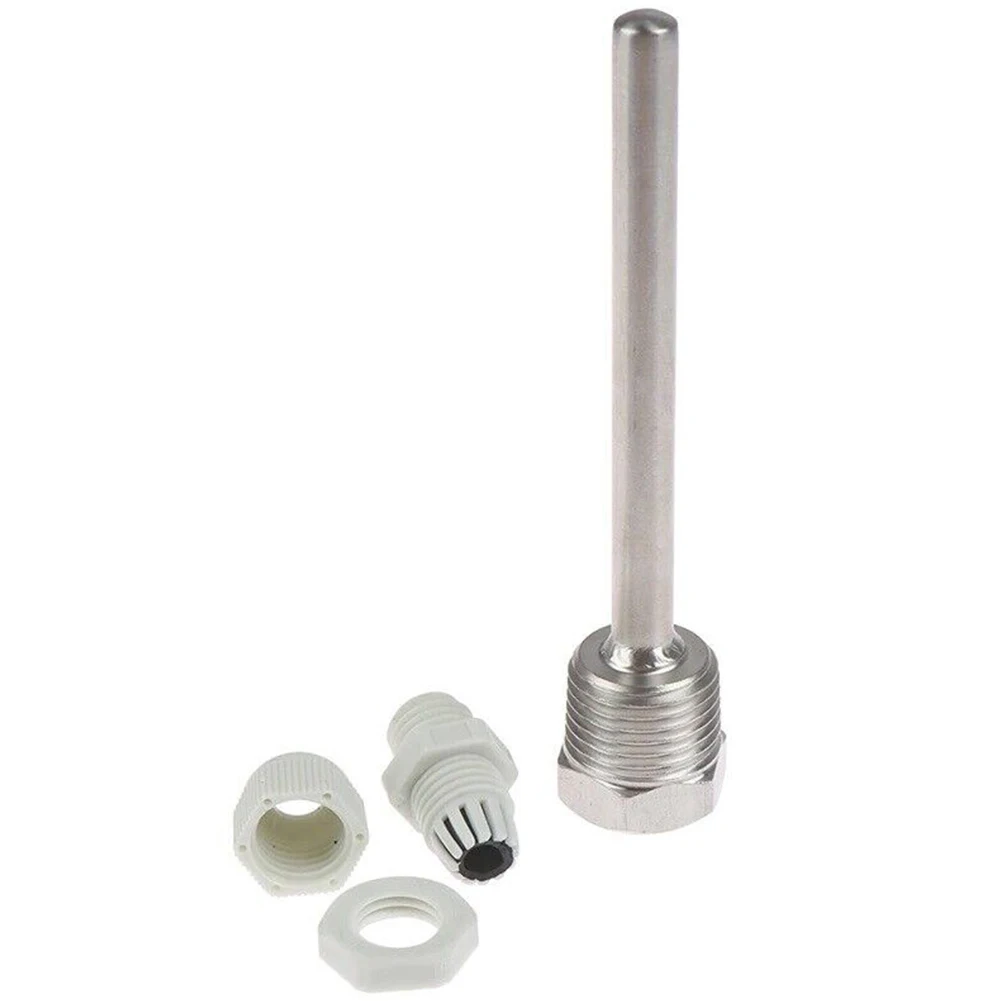 1pc Thermowell 30-200mm Thermowell 304 Stainless Steel 1/2 G Thread 1/2" DN15 For Temperature Sensor