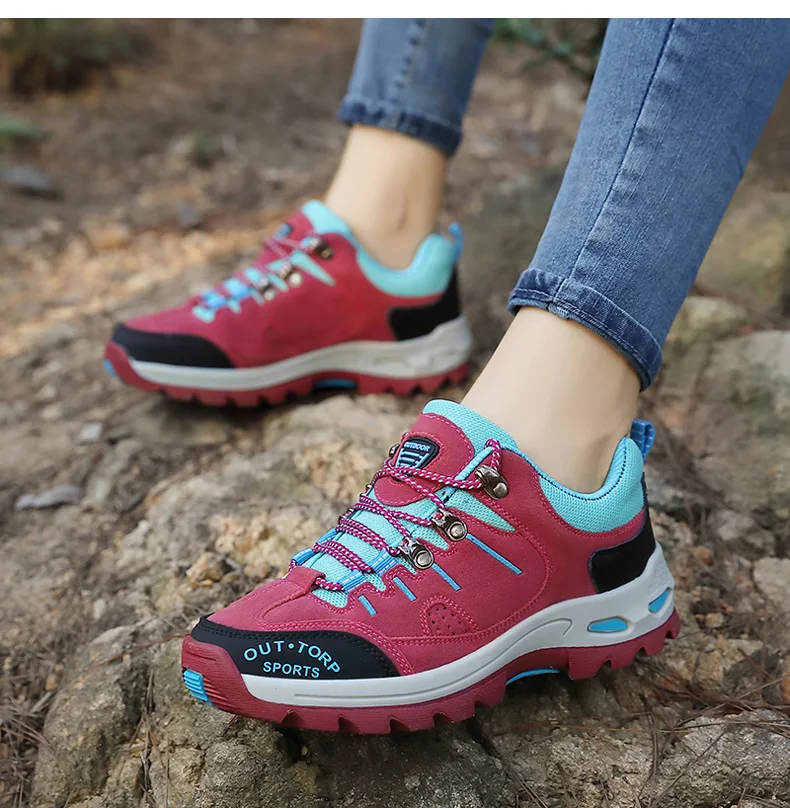 Professional Suede Leather Hiking Shoes Women 2022 Outdoor Trekking Shoes Mountain Sneakers Tracking Climbing Cheap