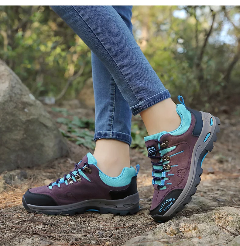 Professional Suede Leather Hiking Shoes Women 2022 Outdoor Trekking Shoes Mountain Sneakers Tracking Climbing Cheap