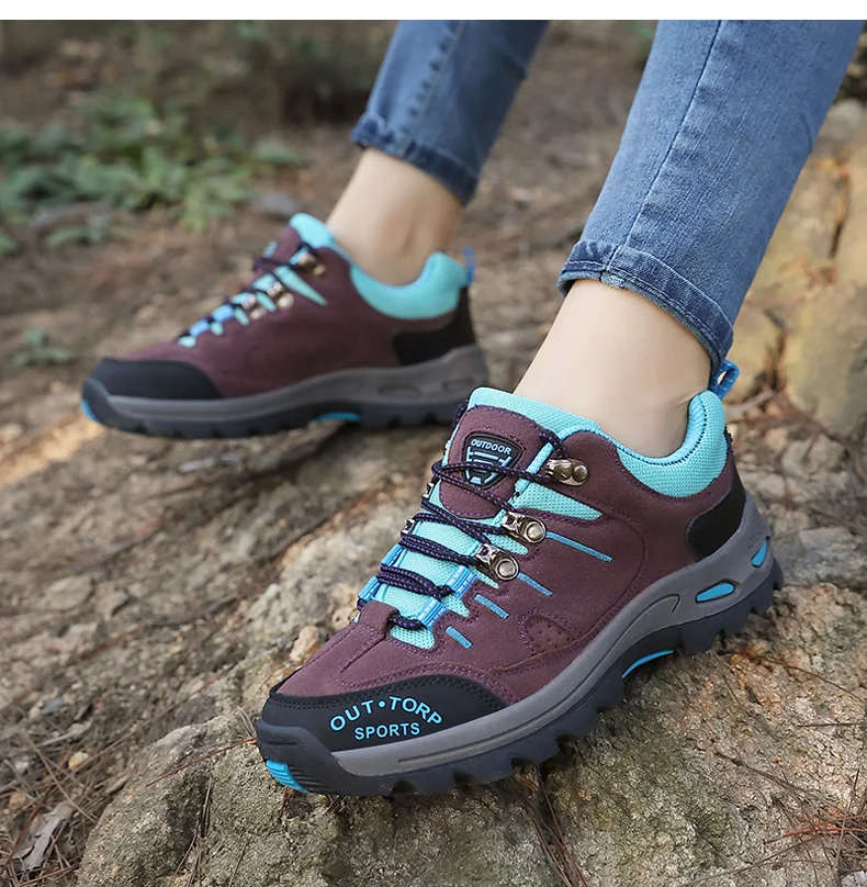 Professional Suede Leather Hiking Shoes Women 2022 Outdoor Trekking Shoes Mountain Sneakers Tracking Climbing Cheap