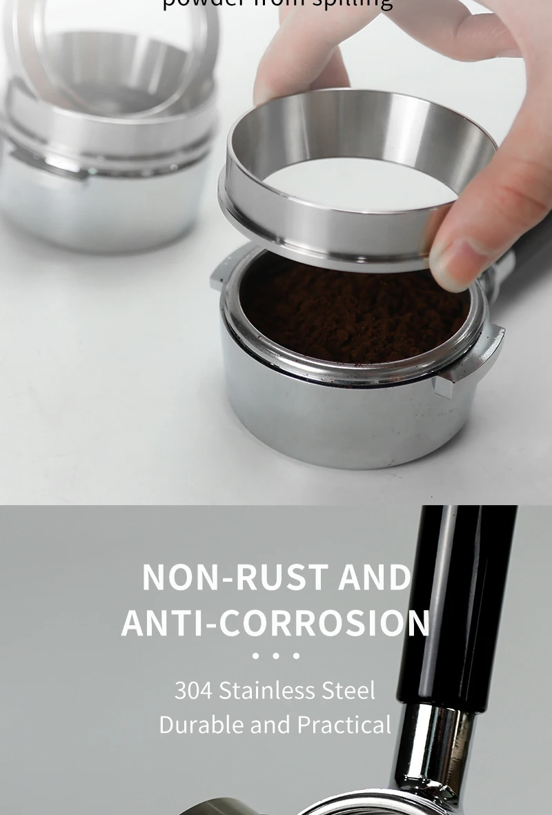 57MM 57.5MM Coffee Dosing Ring 304 Stainless Steel For Lelit Funnel Portafilter Coffee Accessories Espresso Barista Tools