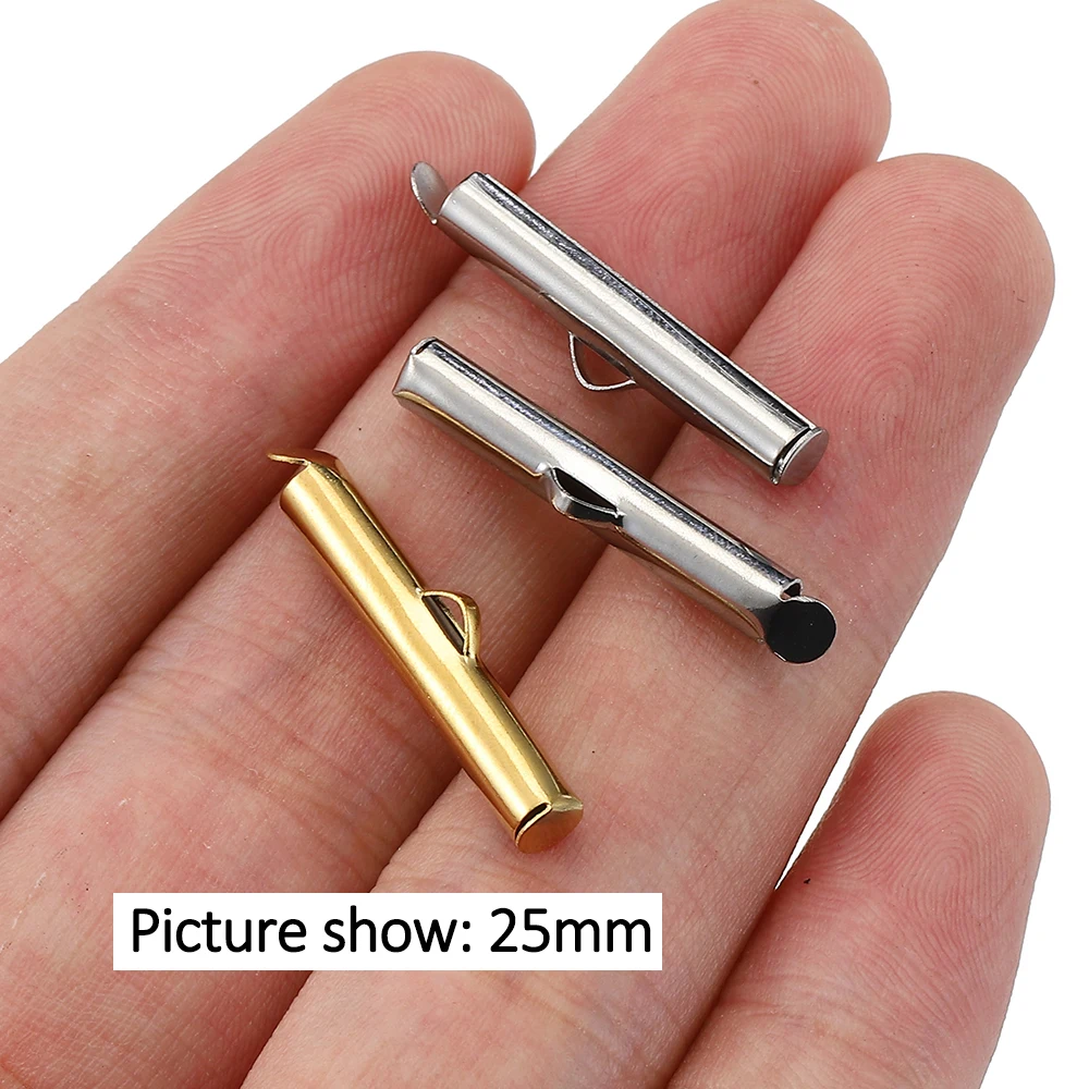 20pcs 6-40mm Stainless Steel Slide On Clasp Tubes Slider End Caps Crimp Tube for Seed Beads Ribbon Fastener Jewelry Making DIY