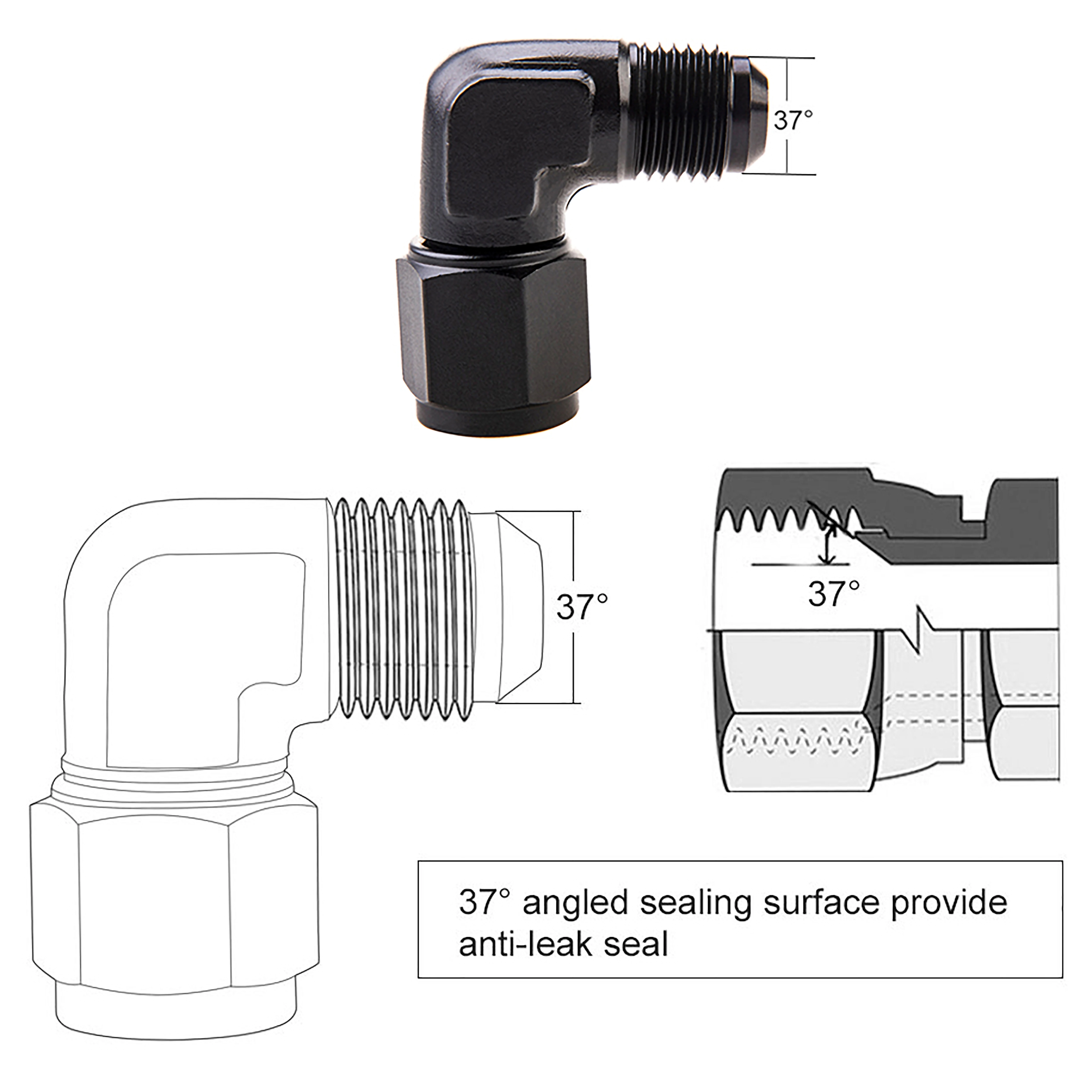 1Pc Aluminum AN6 AN8 AN10 Male To AN Female 90 Degree Swivel Coupler Union Apapters Fitting Fuel Oil Transformation Fittings