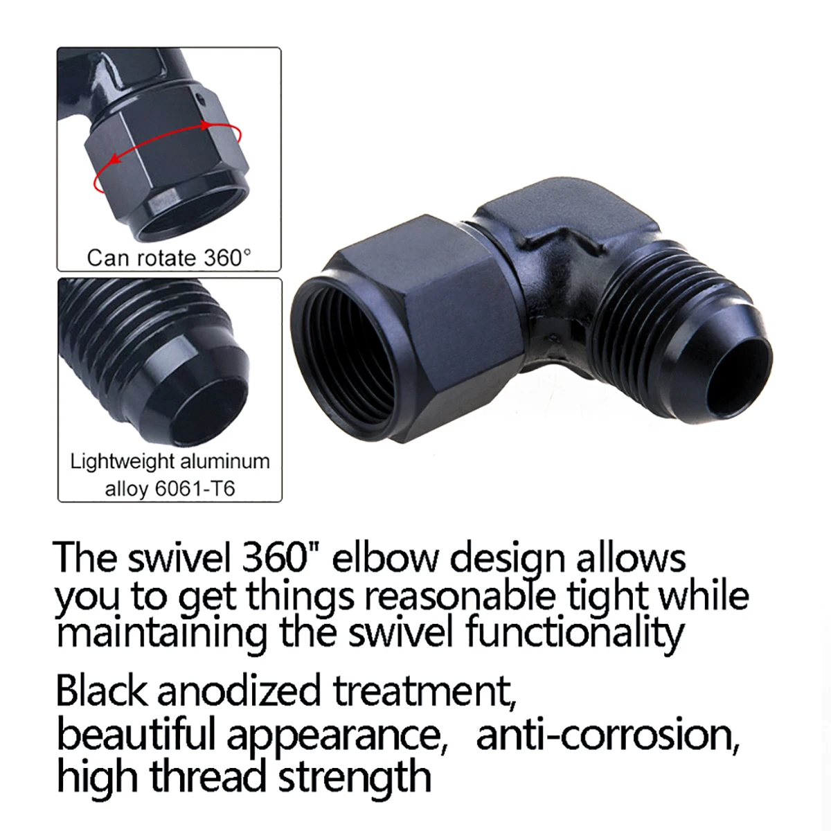 1Pc Aluminum AN6 AN8 AN10 Male To AN Female 90 Degree Swivel Coupler Union Apapters Fitting Fuel Oil Transformation Fittings